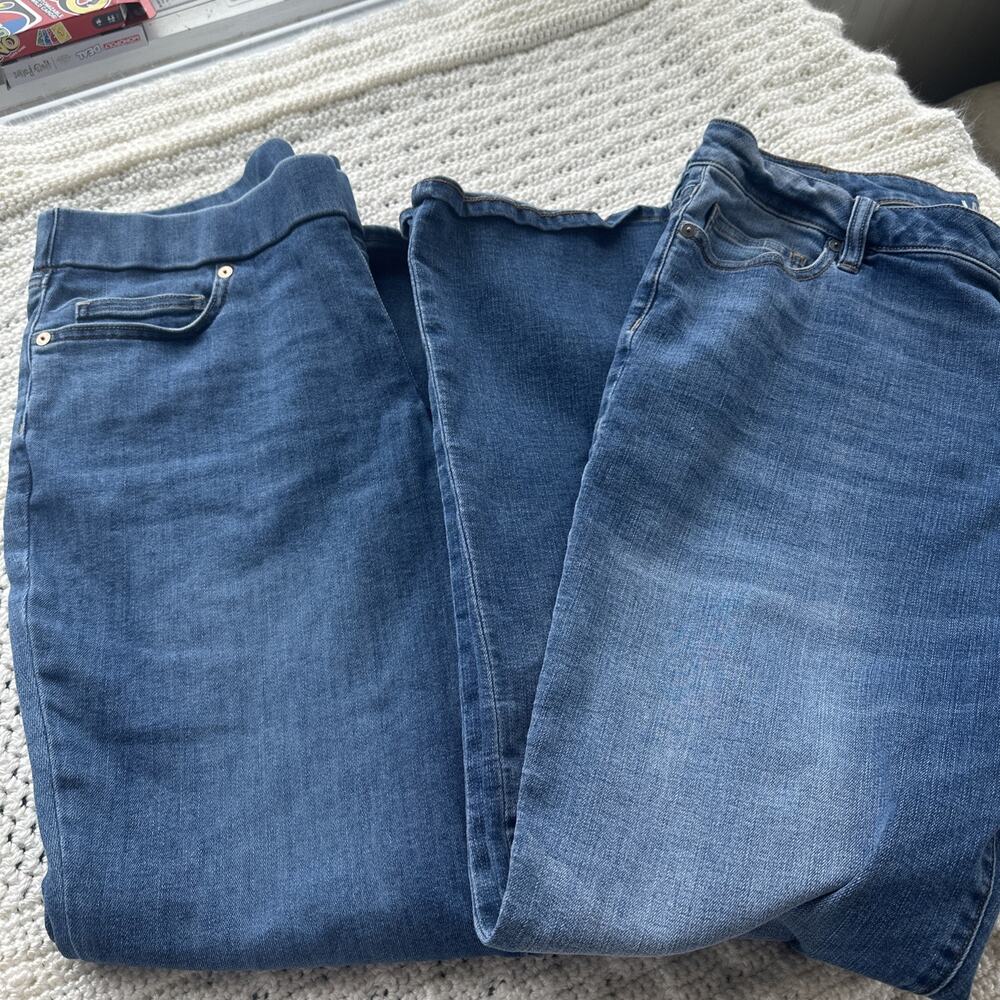 Lands End Size 18/18W Jeans Set Of 2 Button Up And Pull On Jeggings Women’s